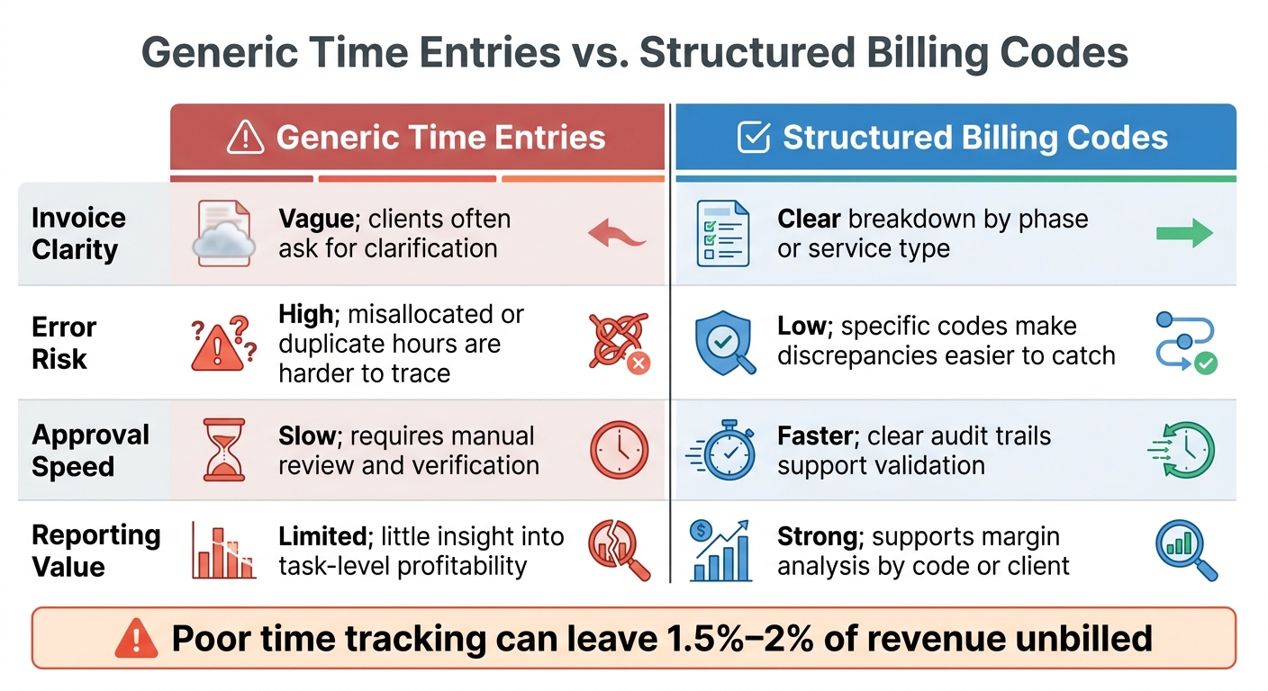 Generic Time Entries vs. Structured Billing Codes: Key Differences