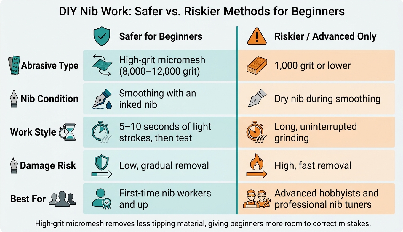 DIY Nib Work: Safer vs. Riskier Methods for Beginners