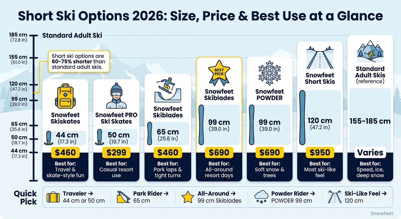 Short Ski Options 2026: Size, Price & Best Use at a Glance