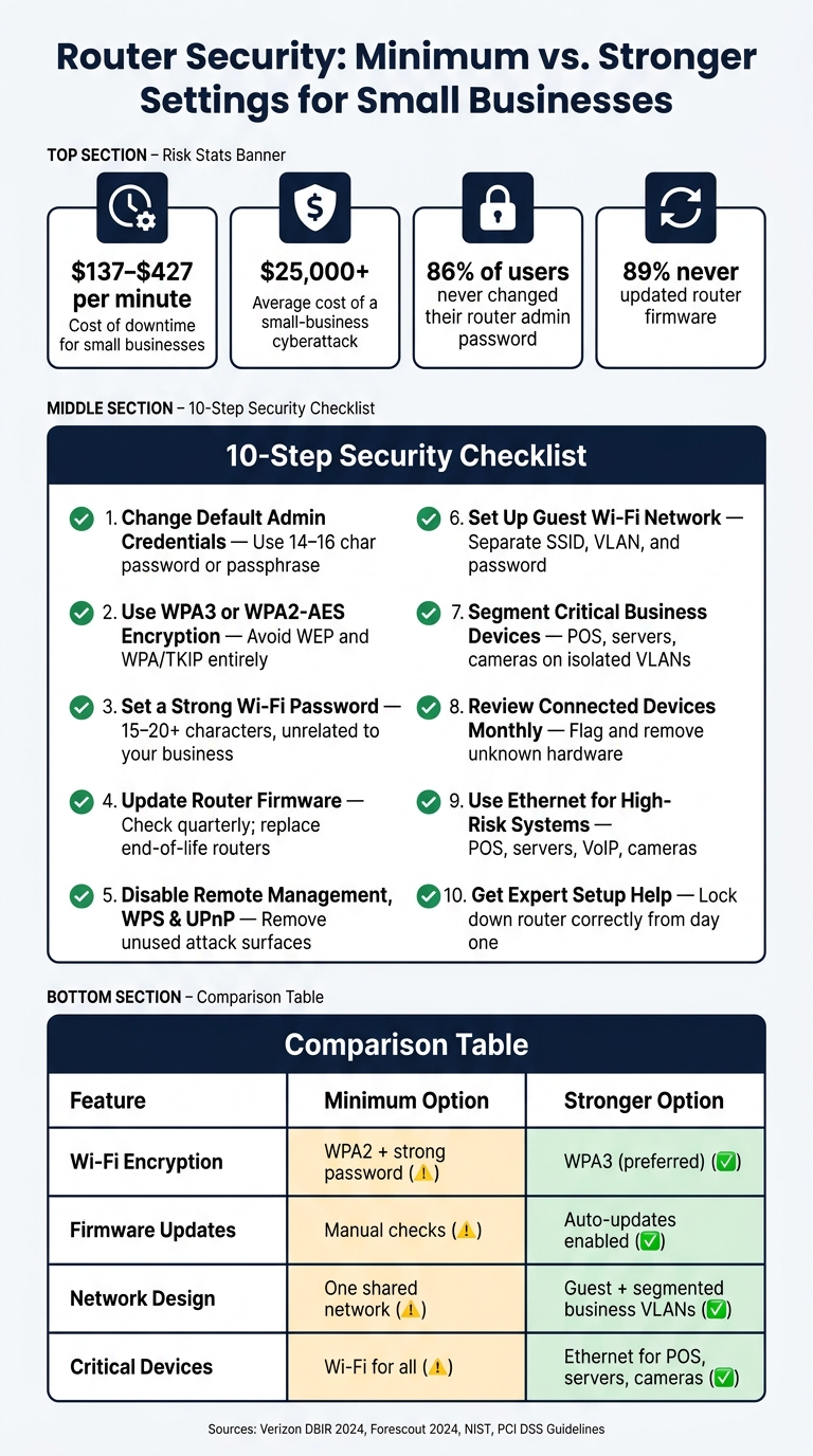 Router Security: Minimum vs. Stronger Settings for Small Businesses