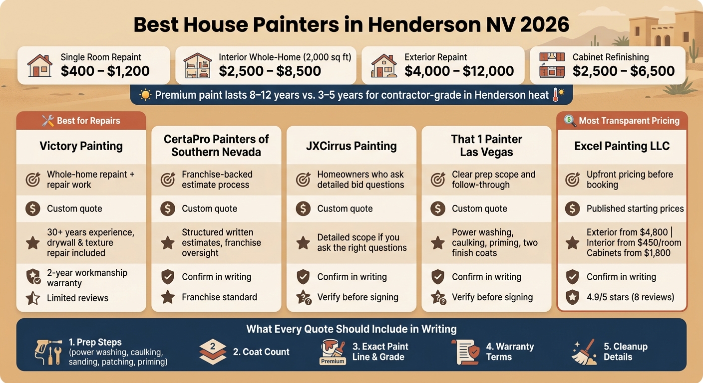 Best House Painters in Henderson NV 2026: Side-by-Side Comparison
