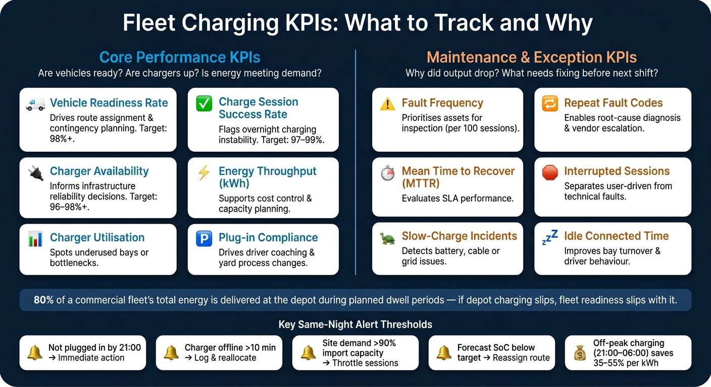 Fleet Charging KPIs: Core Performance vs Maintenance & Exception Metrics