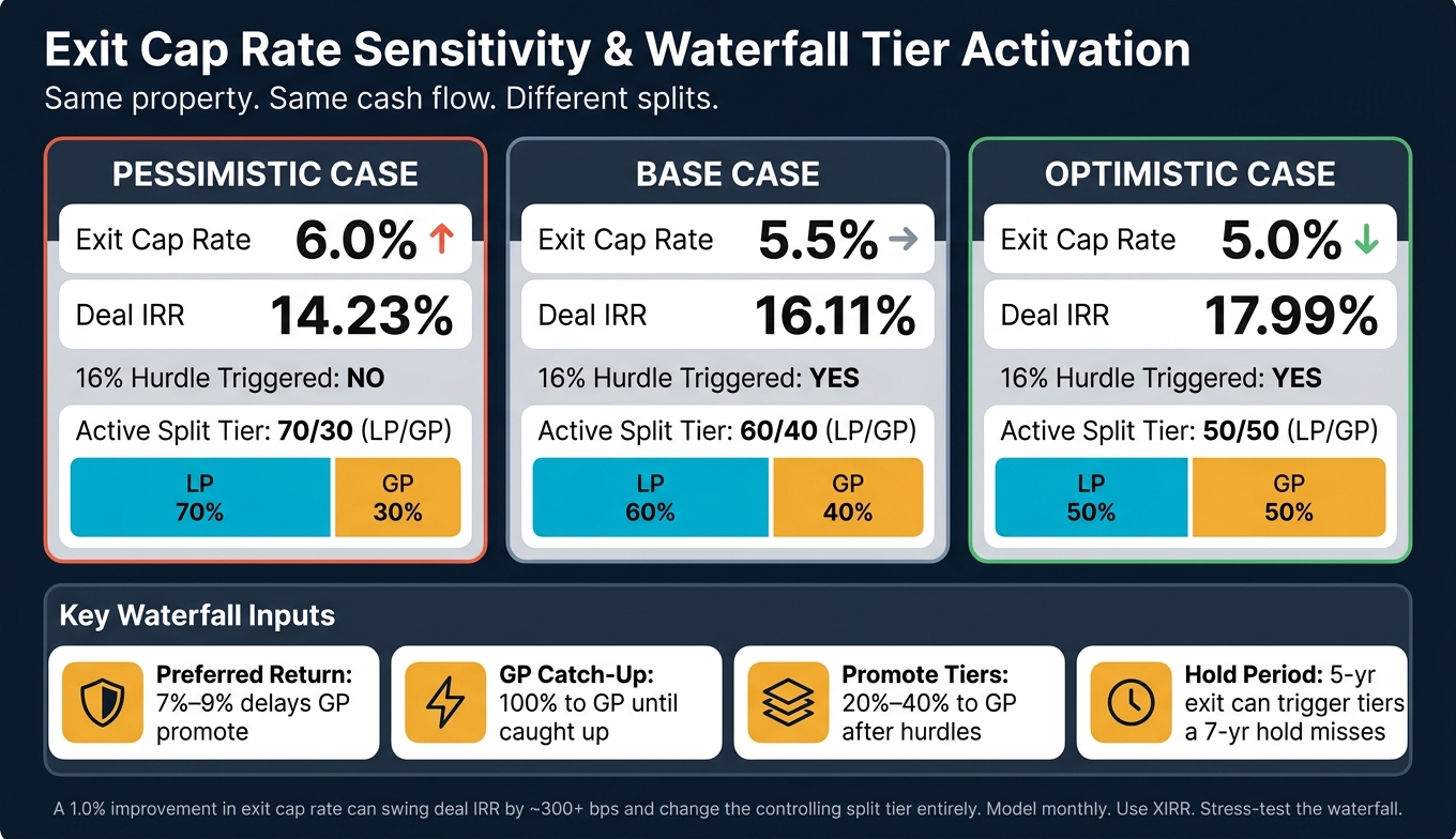Tiered Waterfall Structures: How Exit Cap Rate & Hurdles Shift LP vs. GP Returns
