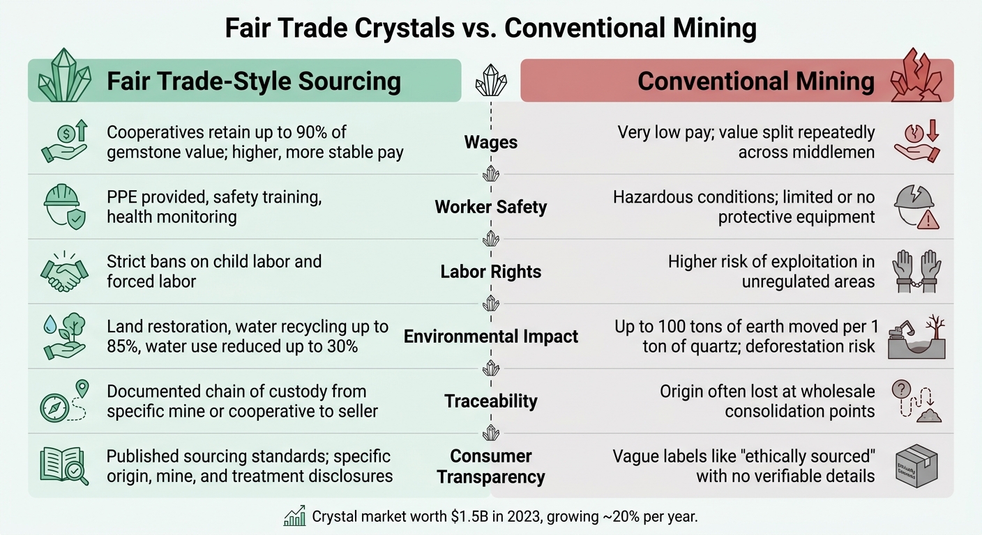 Fair Trade Crystals vs. Conventional Mining: Key Differences at a Glance