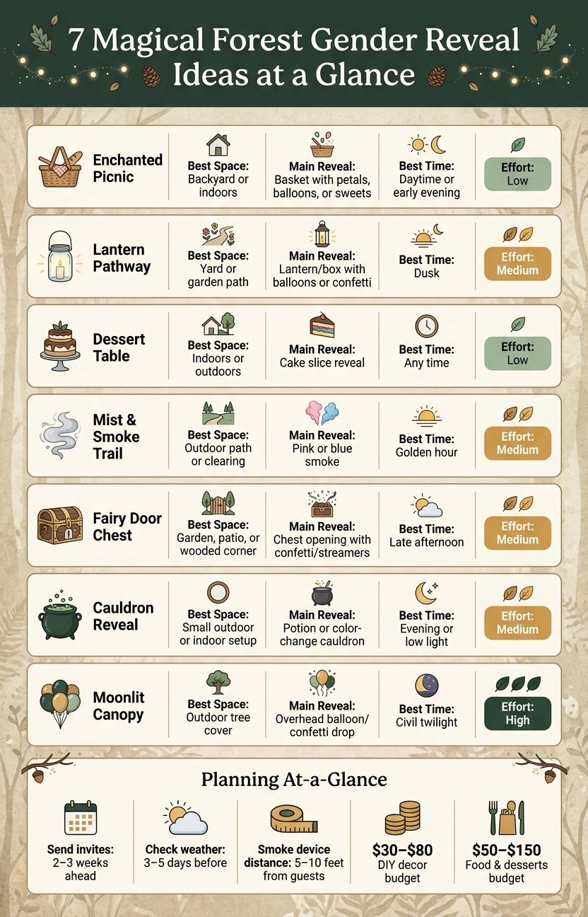 7 Magical Forest Gender Reveal Ideas: Quick Comparison Guide