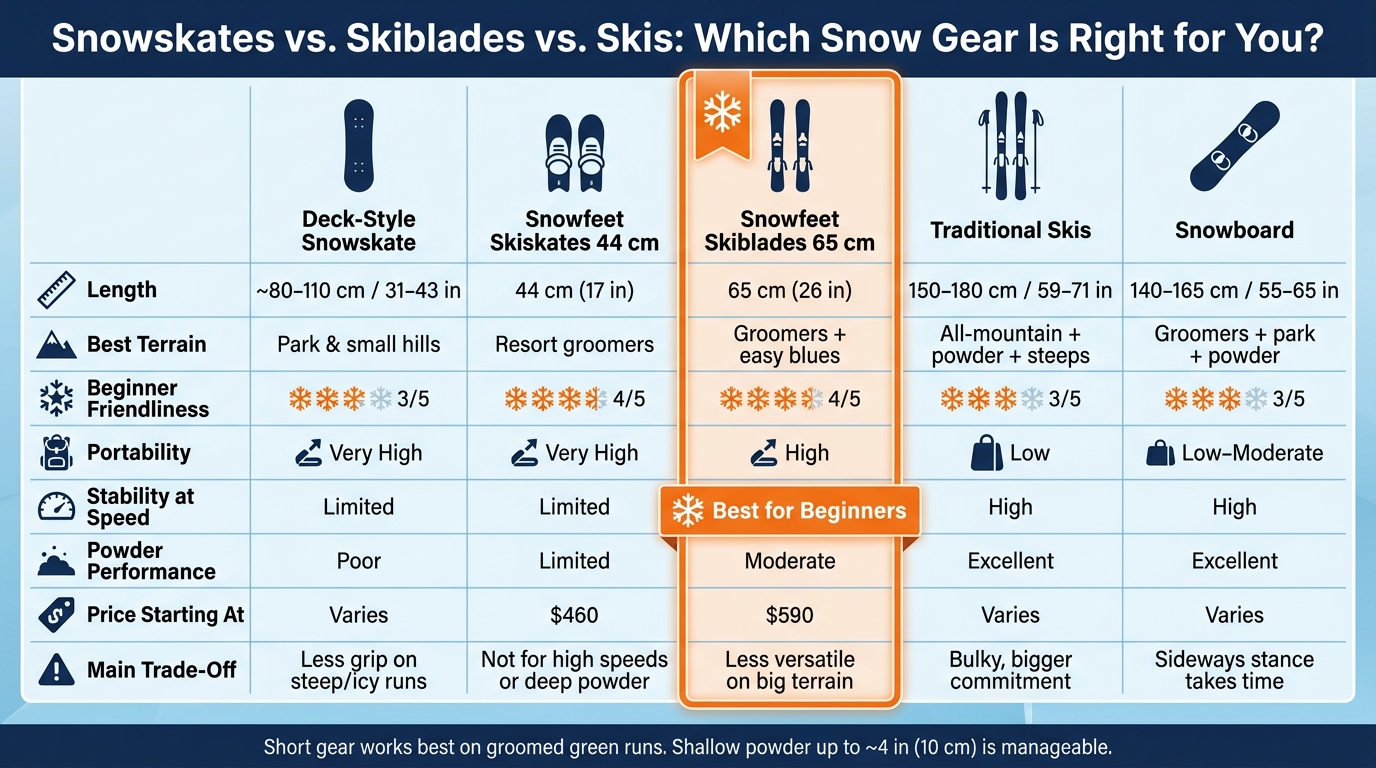 Snowskates vs. Skiblades vs. Skis: Which Snow Gear Is Right for You?