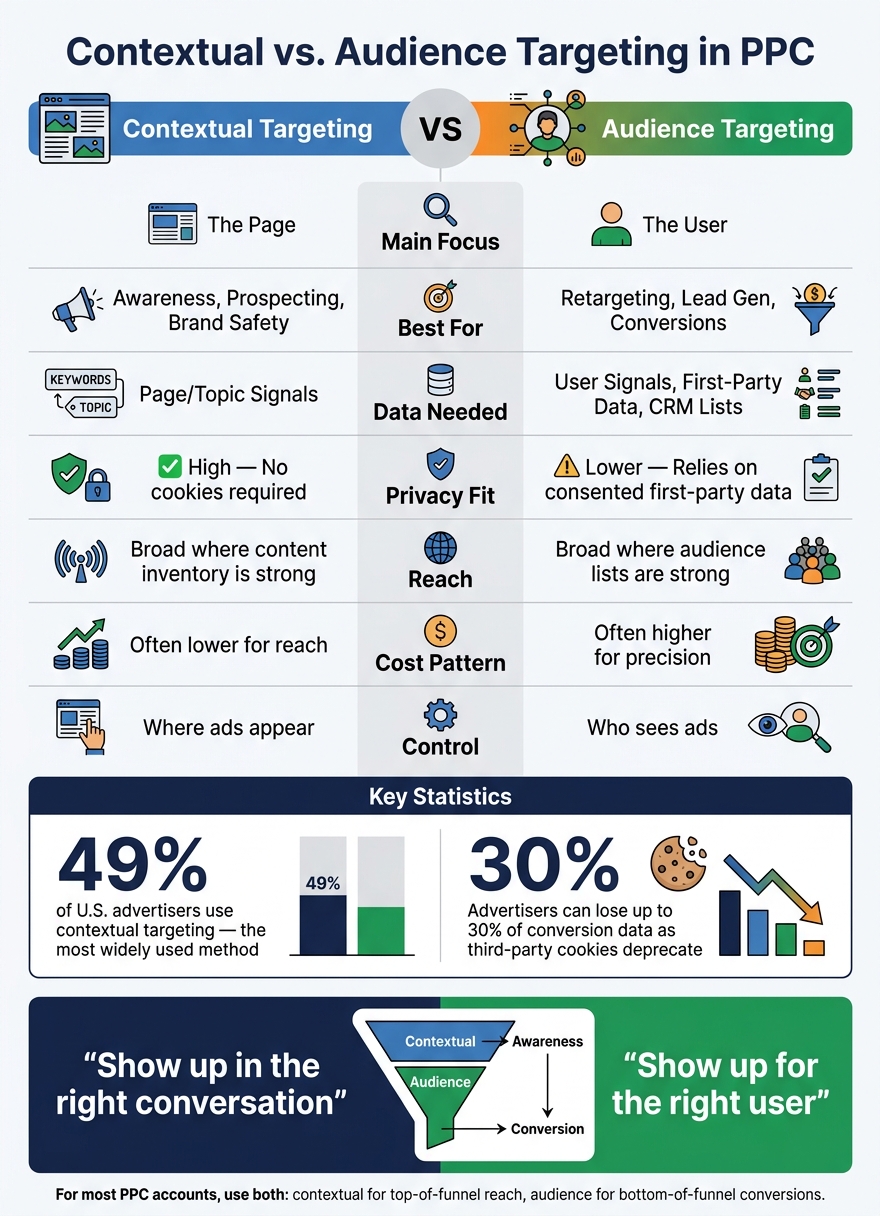Contextual vs Audience Targeting: PPC Comparison Chart