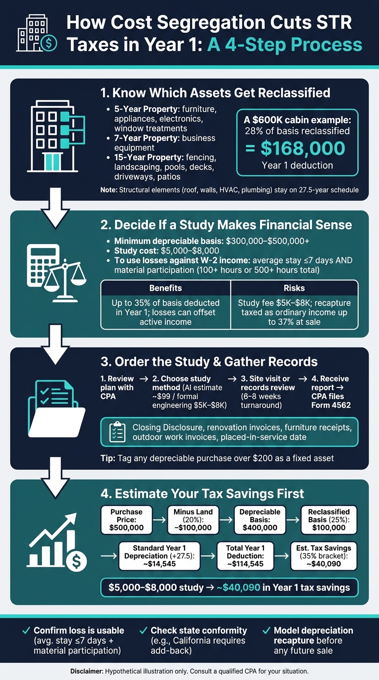 Cost Segregation Study: 4-Step Process to Cut STR Taxes in Year 1