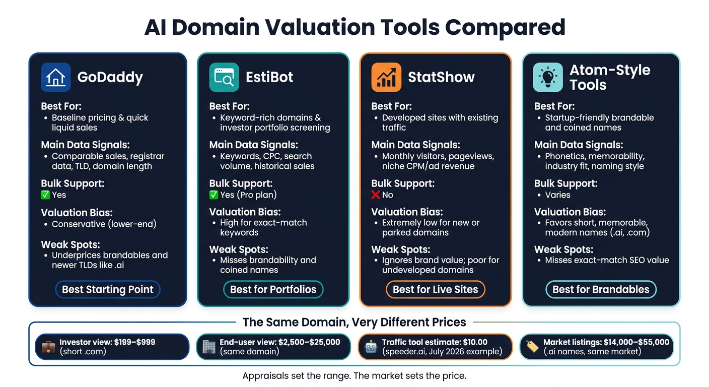 AI Domain Valuation Tools Compared: Which Tool Is Right for You?