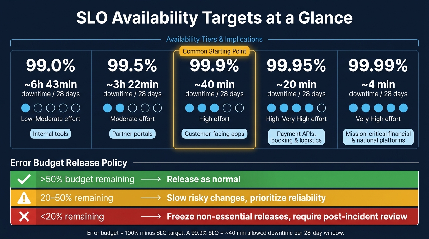 SLO Availability Targets: Downtime, Effort &amp; Cost Compared