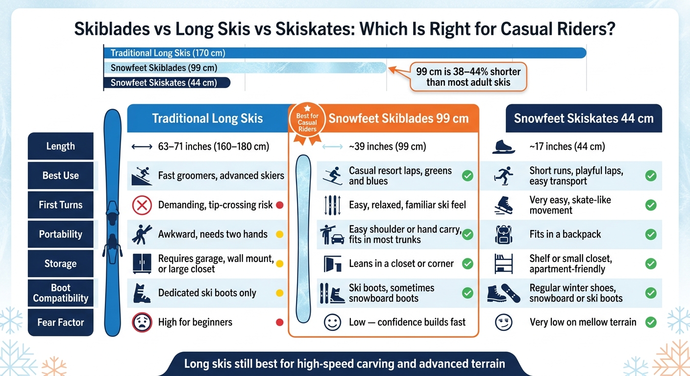 Skiblades vs Long Skis vs Skiskates: Which Is Right for Casual Riders?