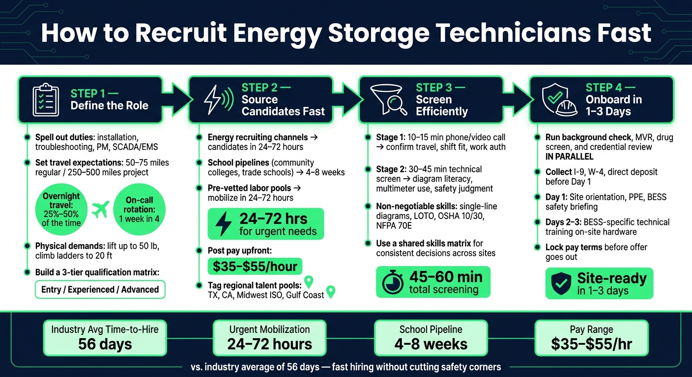 How to Recruit Energy Storage Technicians Fast: 4-Step Hiring Process