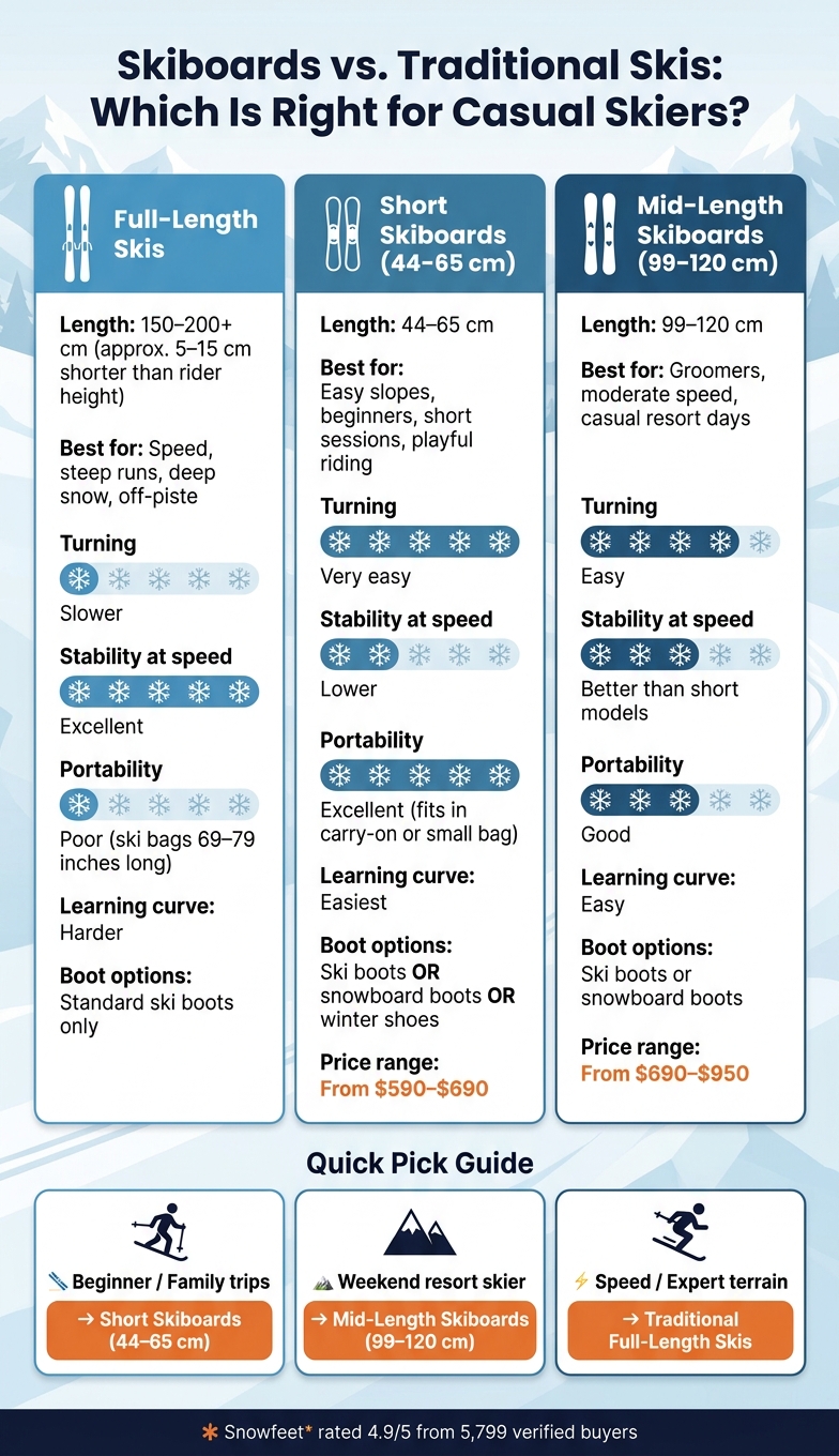 Skiboards vs. Traditional Skis: Which Is Right for Casual Skiers?