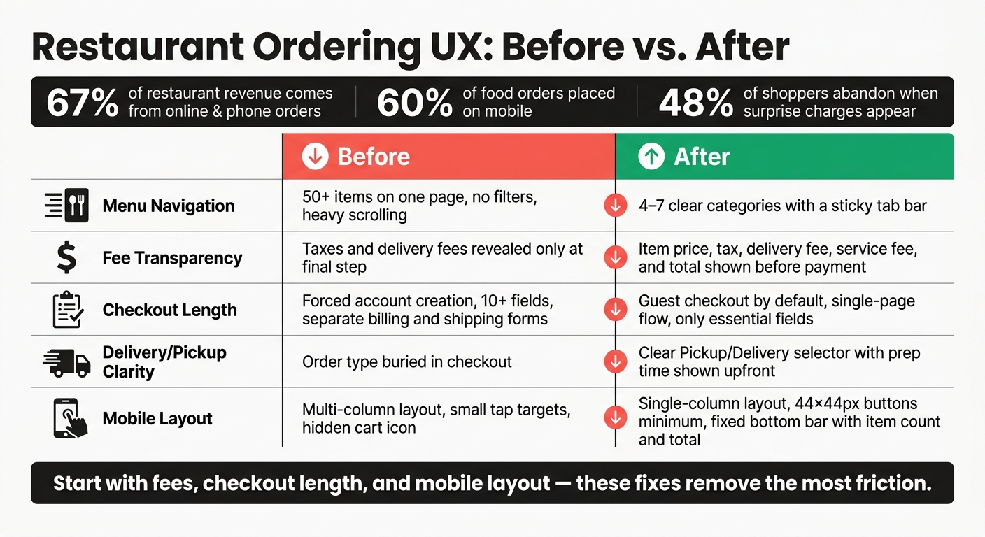 Restaurant Ordering UX: Before vs. After Fixes That Reduce Drop-Off