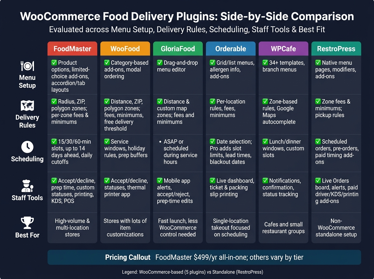 WooCommerce Food Delivery Plugins Compared: Features at a Glance