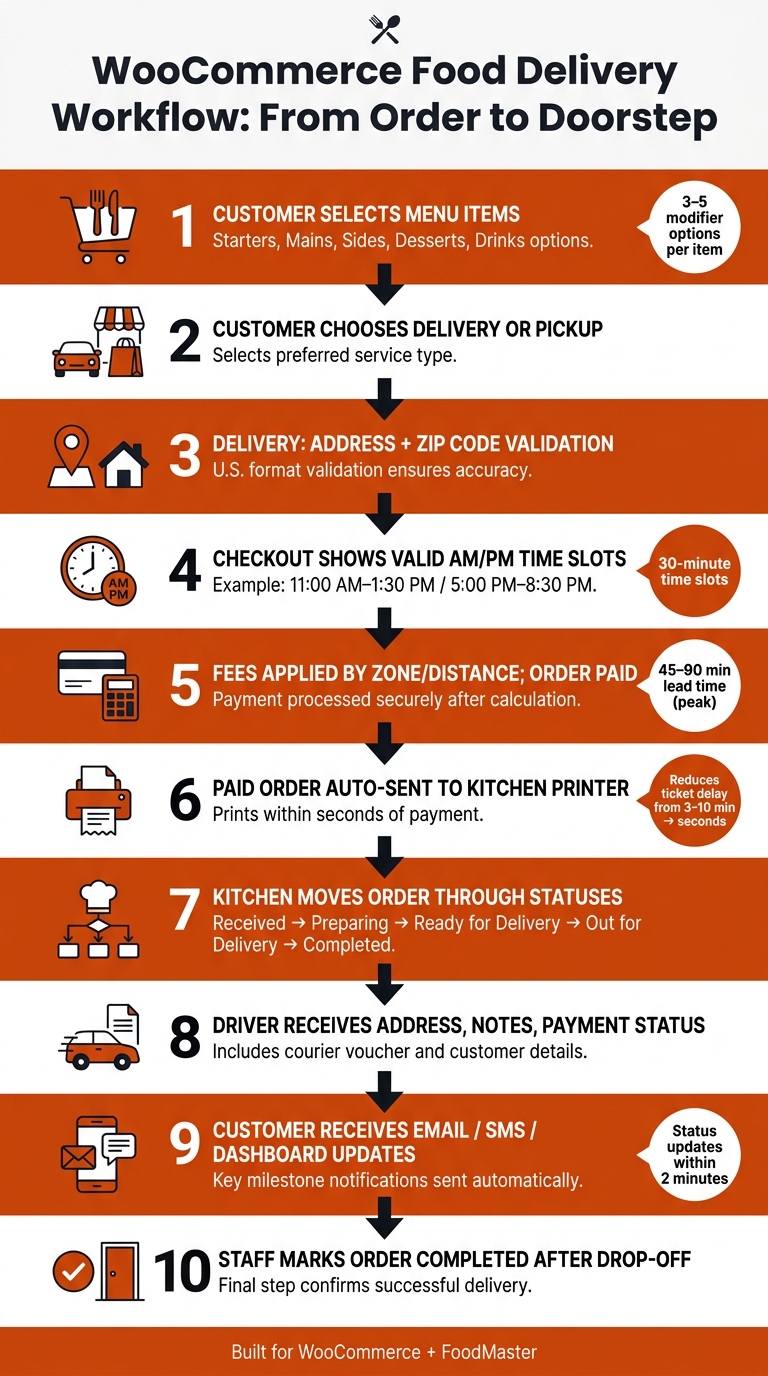 WooCommerce Food Delivery Workflow: From Order to Doorstep