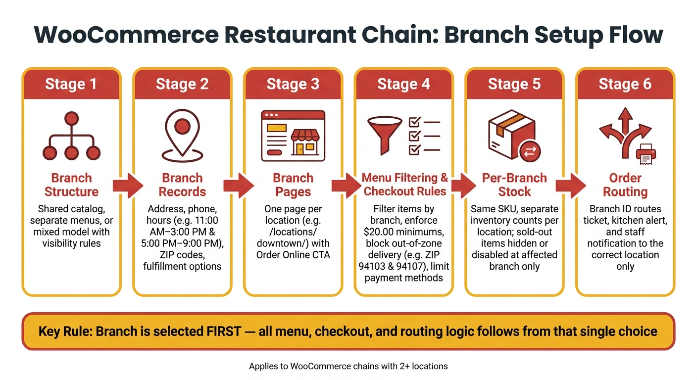 WooCommerce Restaurant Chain: Branch Setup Flow