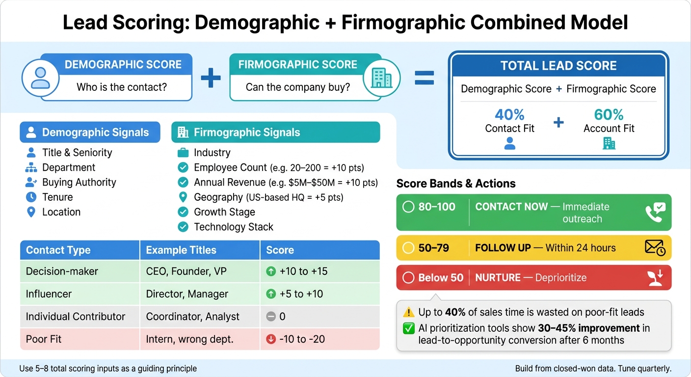 Lead Scoring Model: Demographic vs. Firmographic Data Breakdown