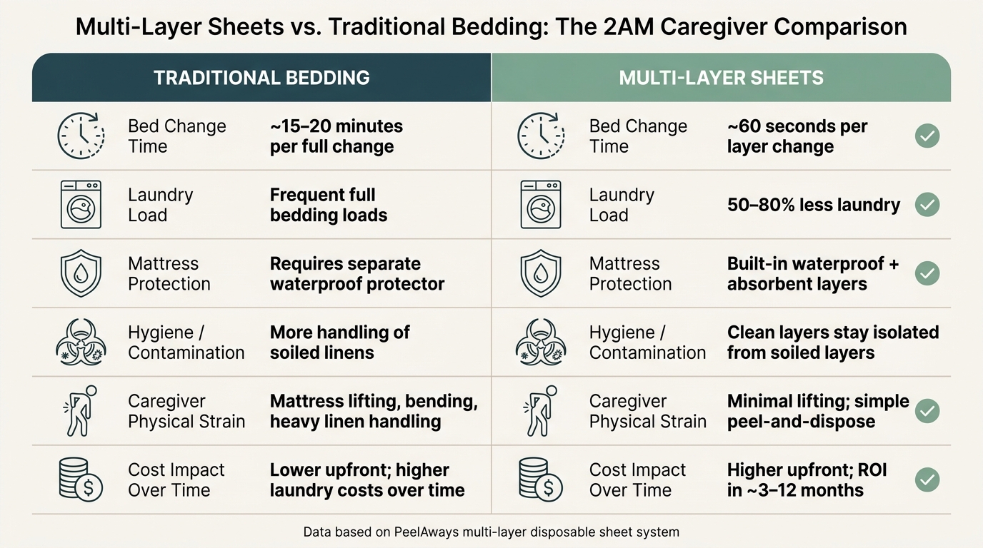Multi-Layer Sheets vs. Traditional Bedding: The 2AM Caregiver Comparison