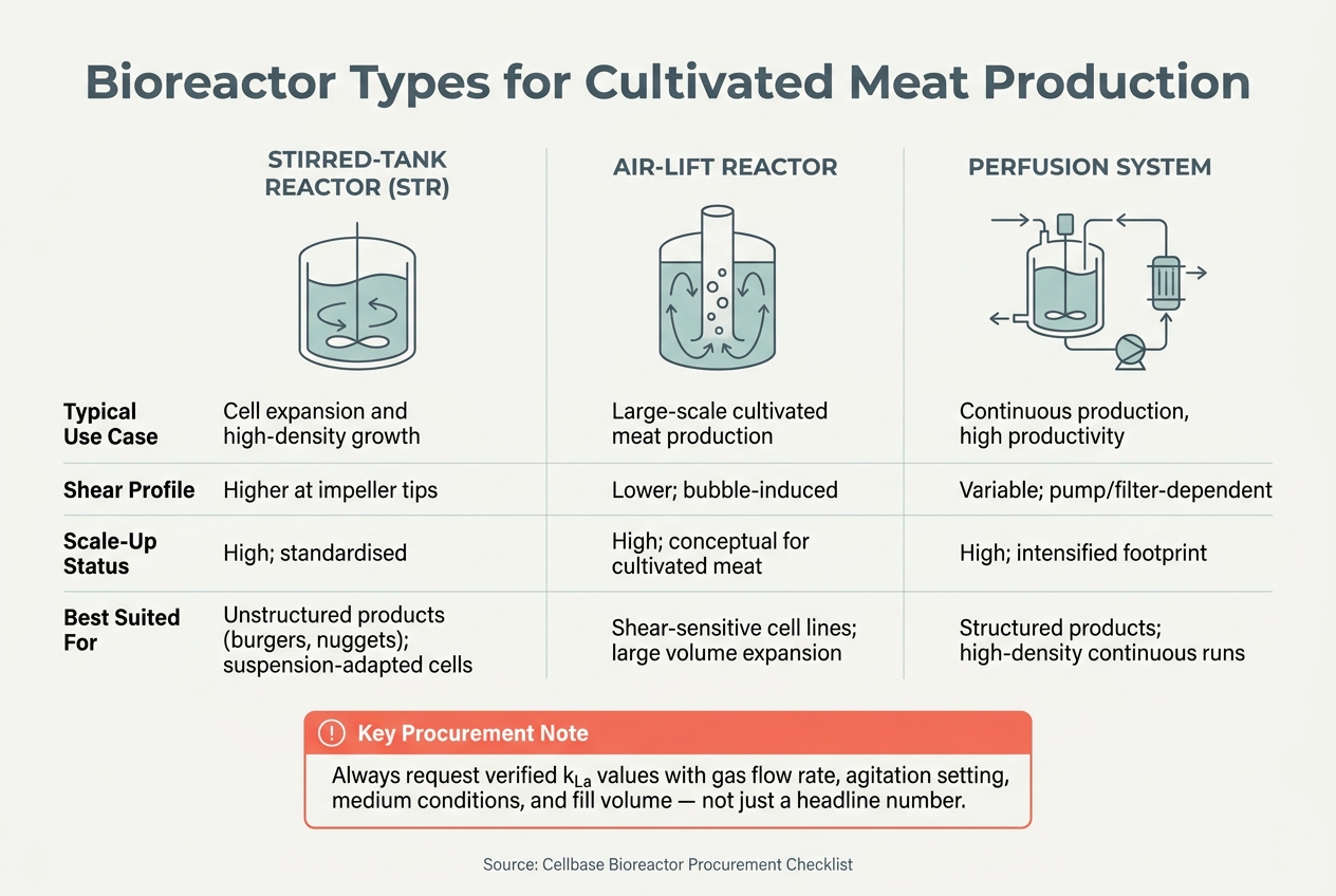 Bioreactor Types for Cultivated Meat: STR vs Air-Lift vs Perfusion