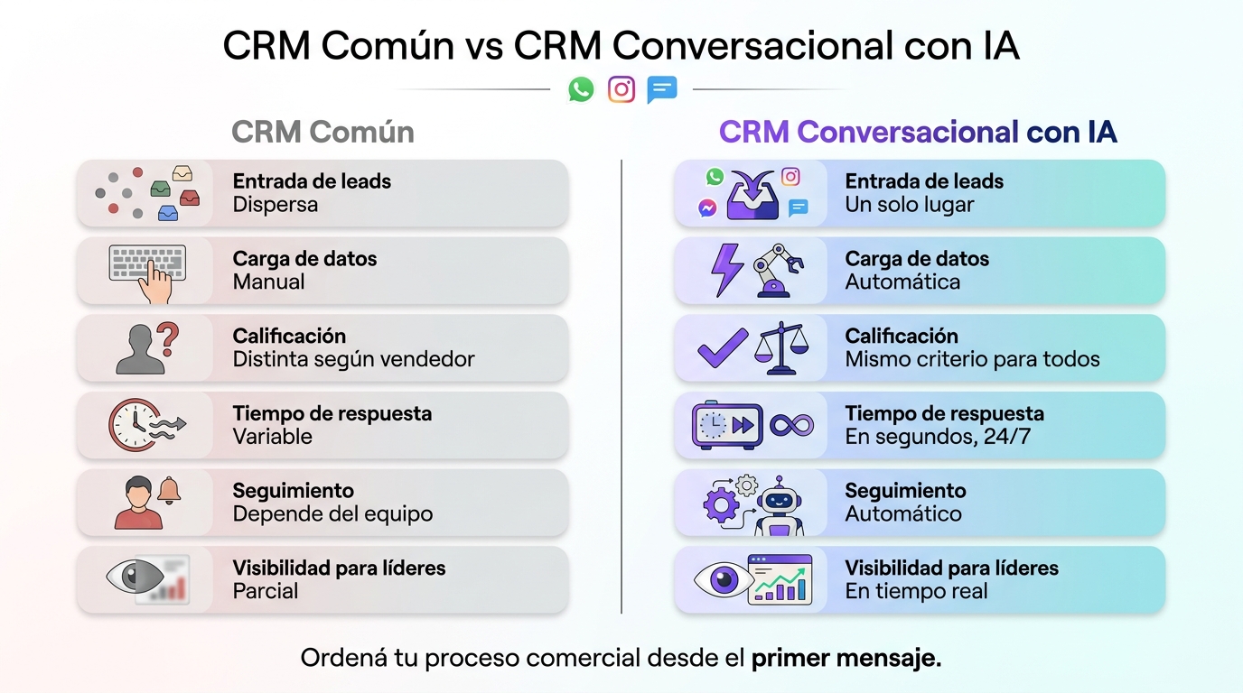 CRM Común vs CRM Conversacional con IA: Comparativa Clave