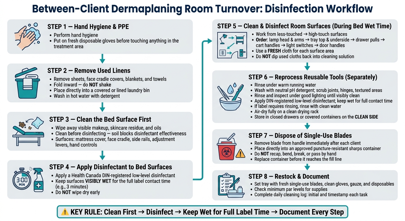 Dermaplaning Room Turnover: Step-by-Step Disinfection Workflow