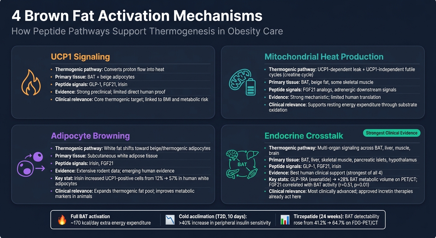 4 Brown Fat Activation Mechanisms: Peptide Pathways Compared