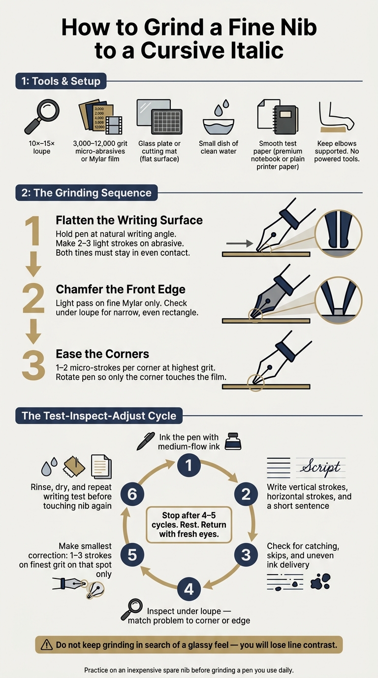 How to Grind a Fine Nib to a Cursive Italic: Step-by-Step Guide