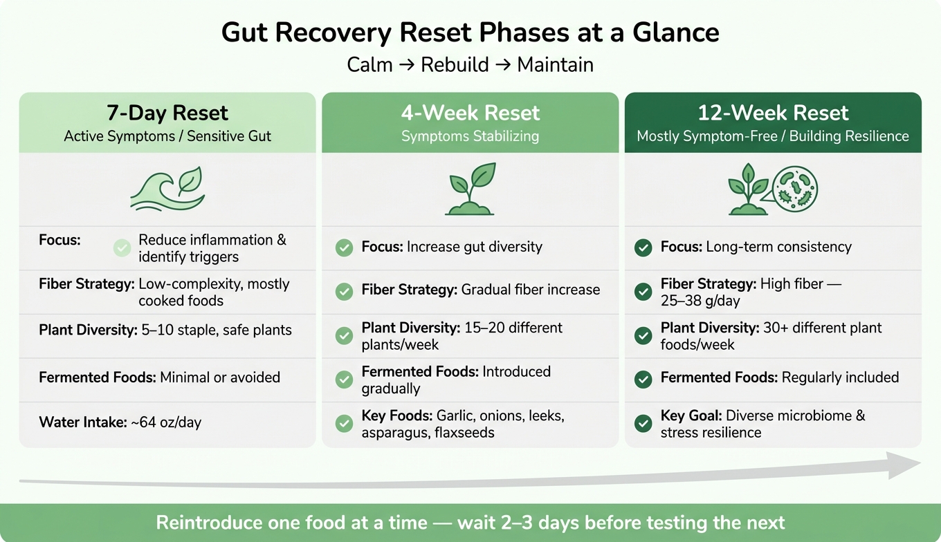 Gut Recovery Reset Phases: 7-Day vs 4-Week vs 12-Week Plan
