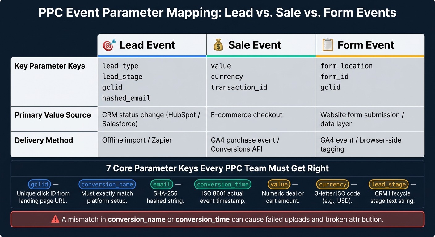 PPC Event Parameter Mapping: Lead vs. Sale vs. Form Events