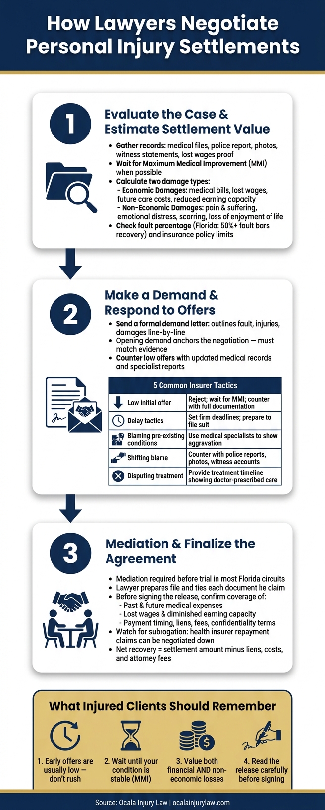 How Lawyers Negotiate Personal Injury Settlements: 3-Step Process