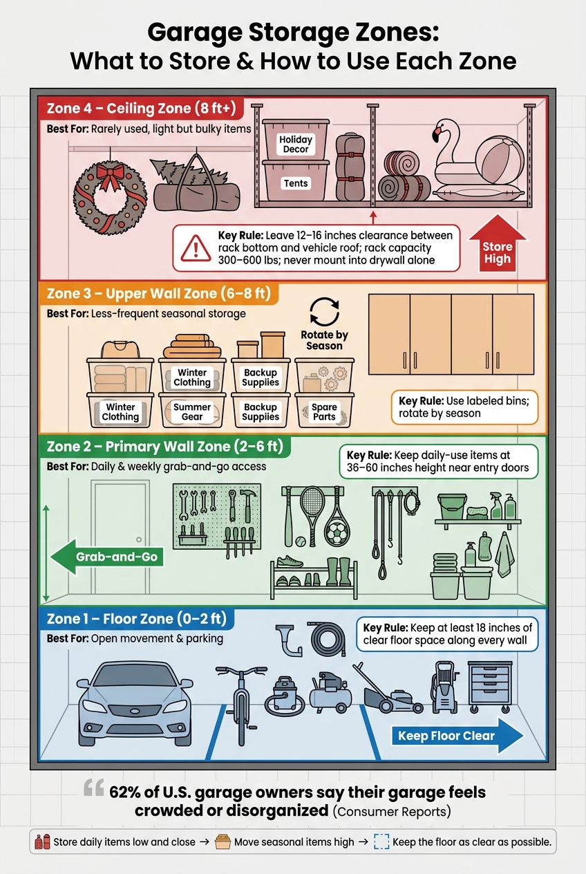 Ultimate Guide To Garage Cabinets &Amp; Storage Zones 1 Garage Storage Zones: What To Store Where