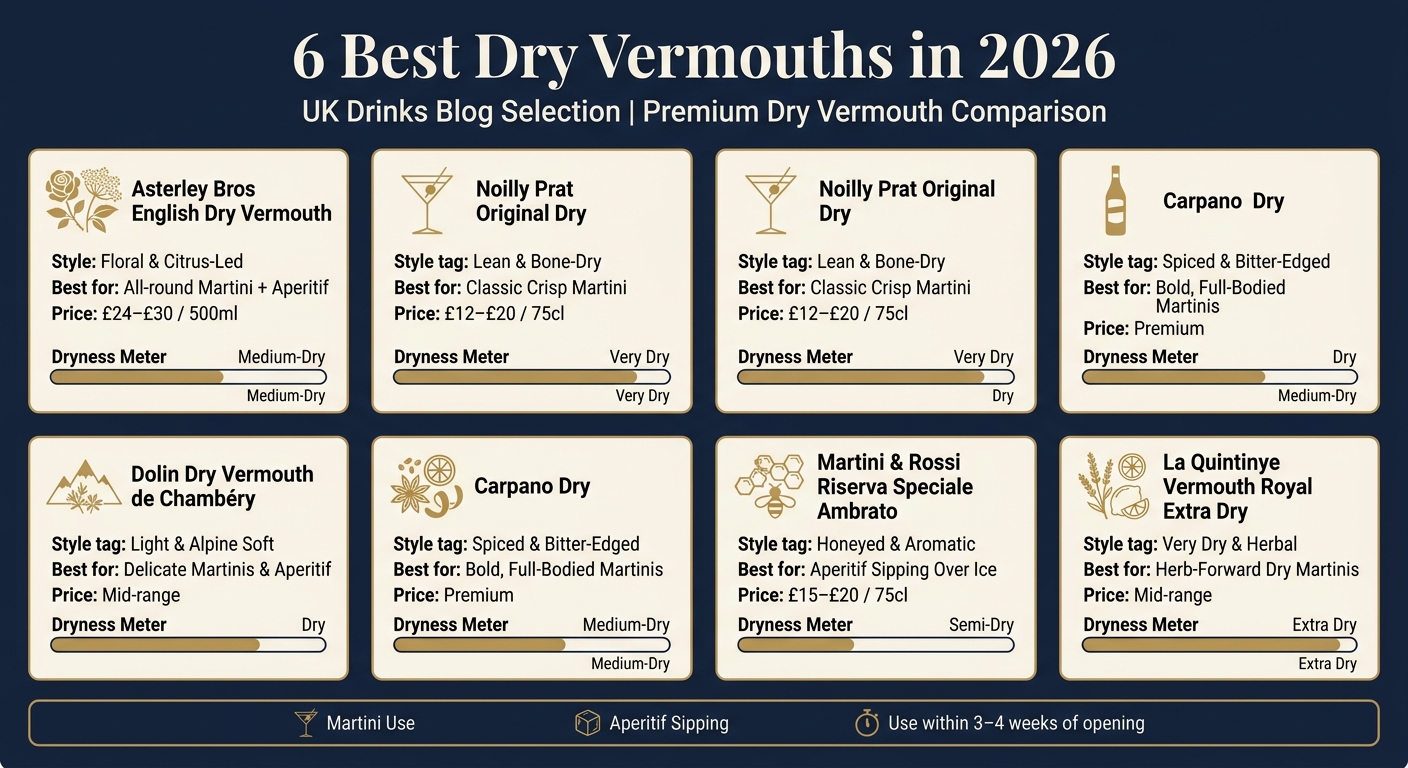 6 Best Dry Vermouths in 2026: Ranked by Style, Use & Price