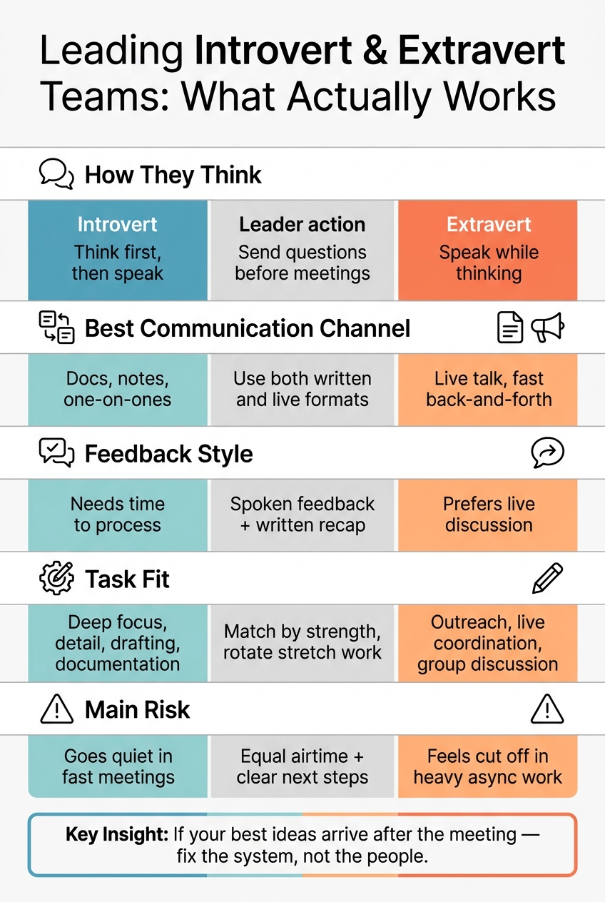 Introvert vs Extravert Team Leadership: Communication & Management Guide