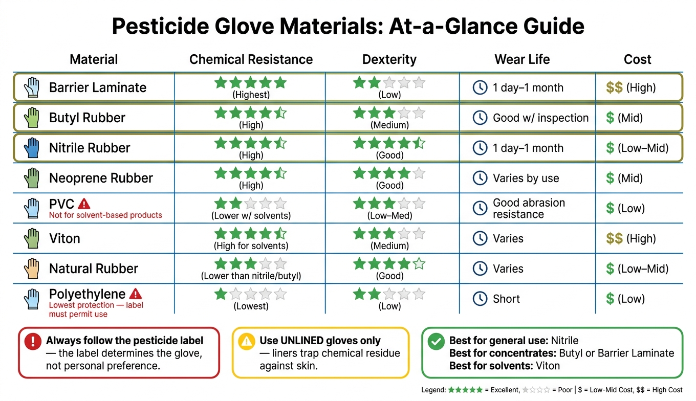 Pesticide Glove Materials Compared: Protection, Dexterity & Cost
