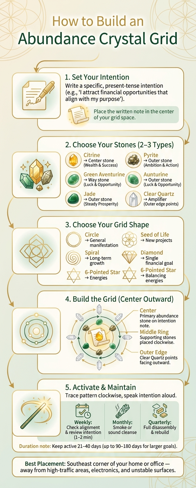 How to Build an Abundance Crystal Grid: Step-by-Step Visual Guide