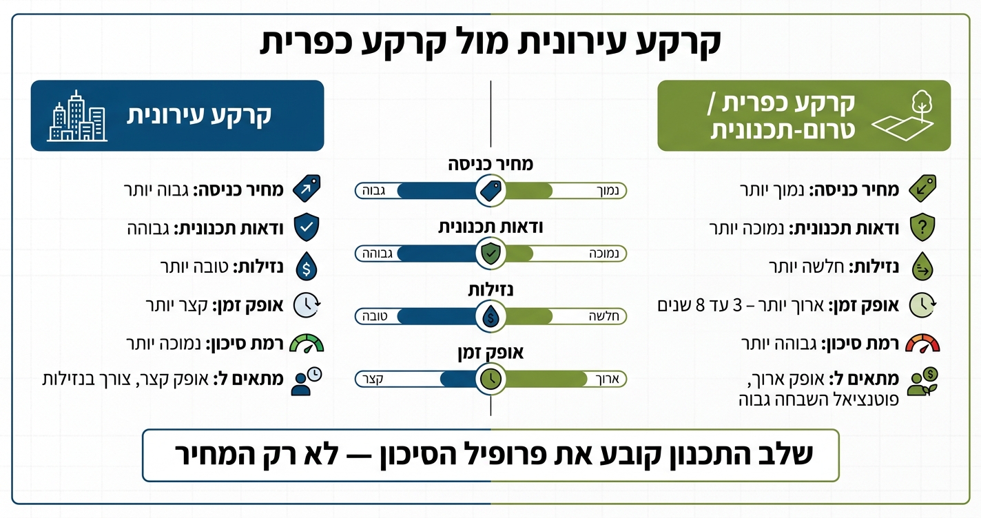קרקע עירונית מול קרקע כפרית: השוואה מלאה למשקיעים