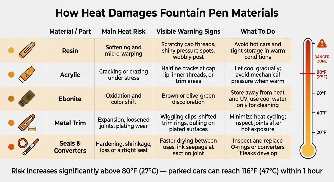 How Heat Damages Fountain Pen Materials: A Visual Guide
