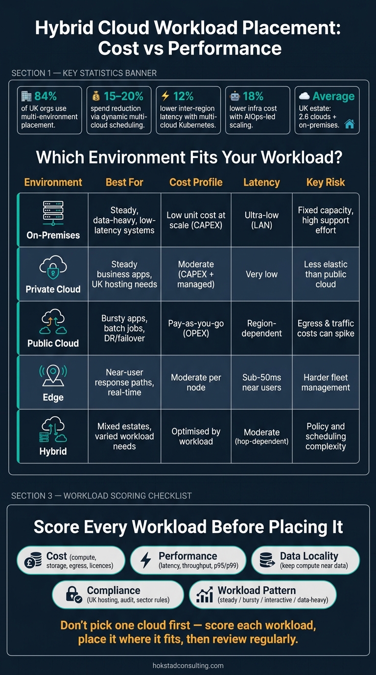 Hybrid Cloud Workload Placement: Cost vs Performance by Environment