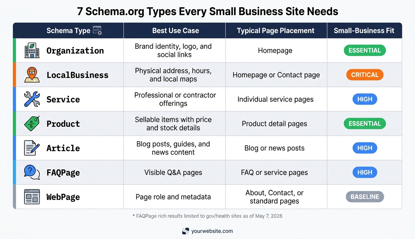 7 Schema.org Types Every Small Business Site Needs