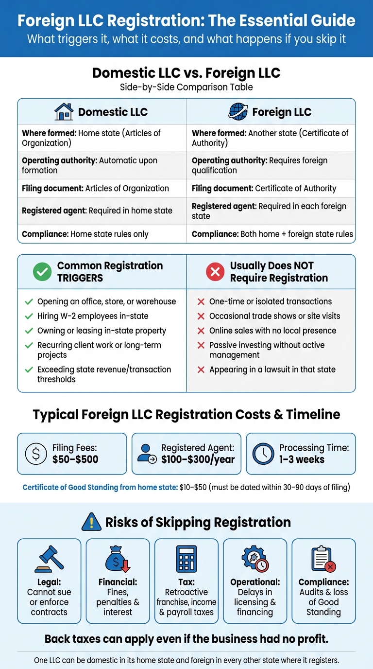 Foreign LLC vs. Domestic LLC: Key Differences & Registration Triggers