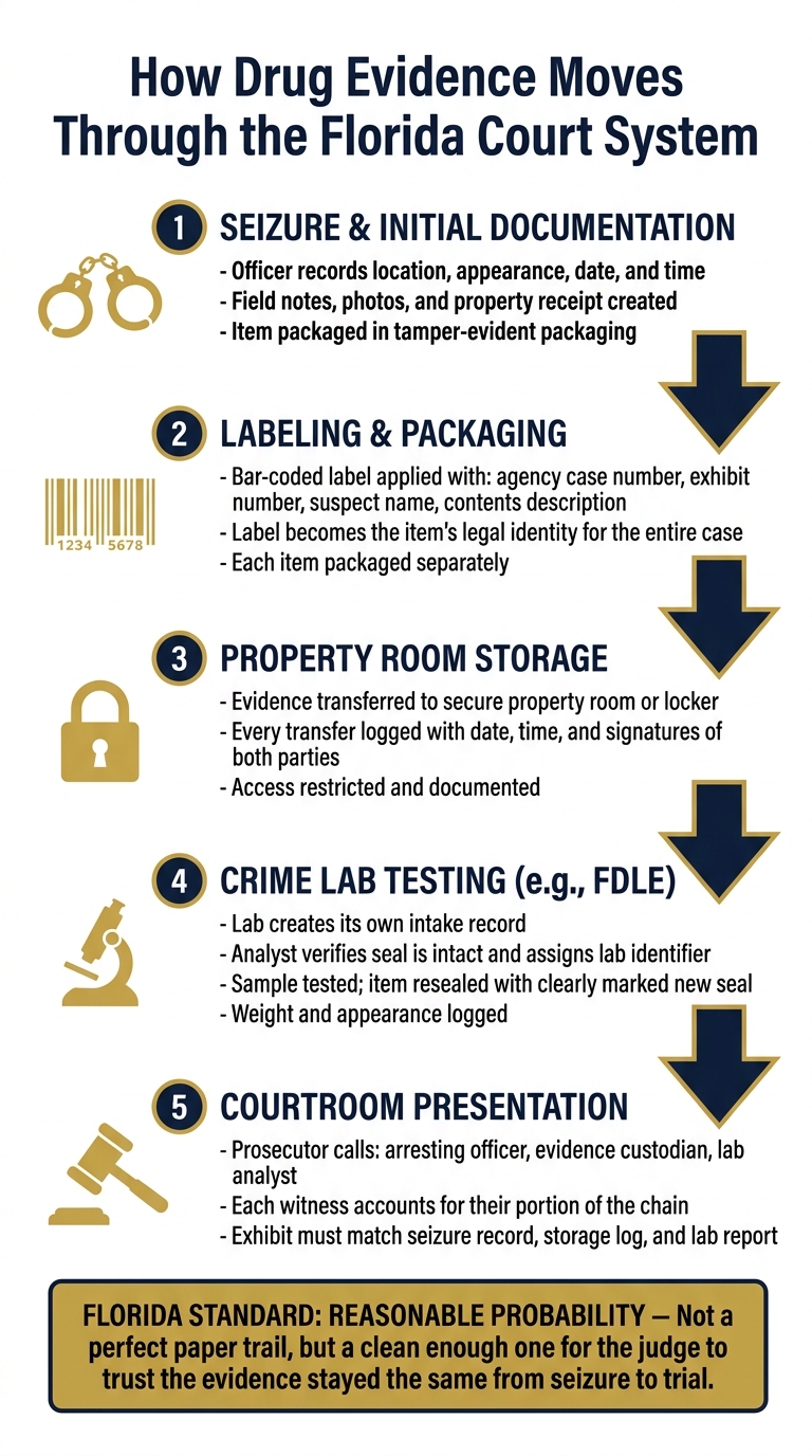 How Drug Evidence Moves Through the Florida Court System