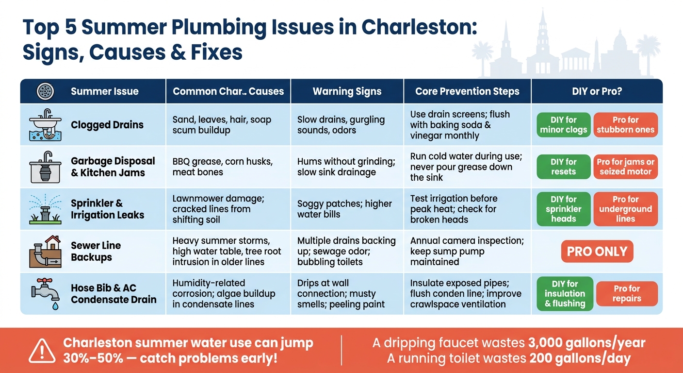 Top 5 Summer Plumbing Issues in Charleston: Signs, Causes & Fixes