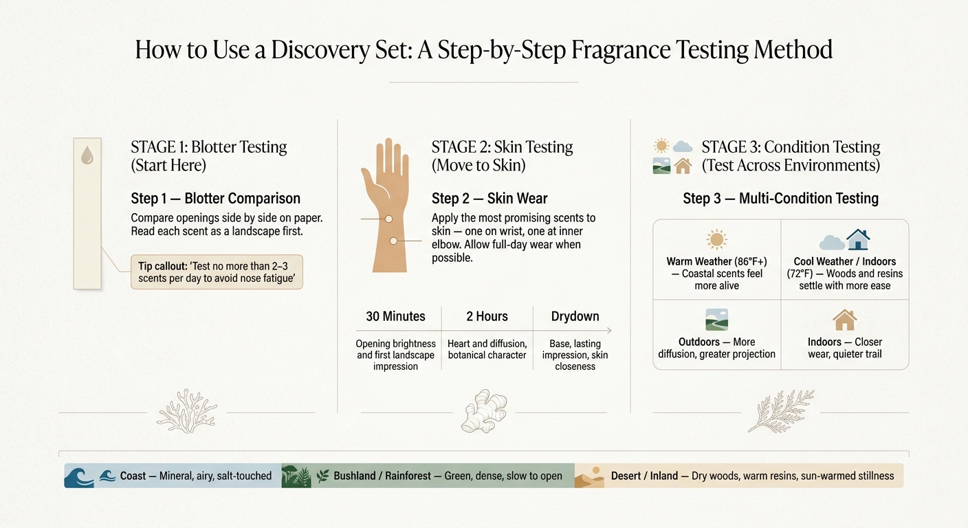 Comment utiliser un coffret découverte : méthode de test des parfums étape par étape