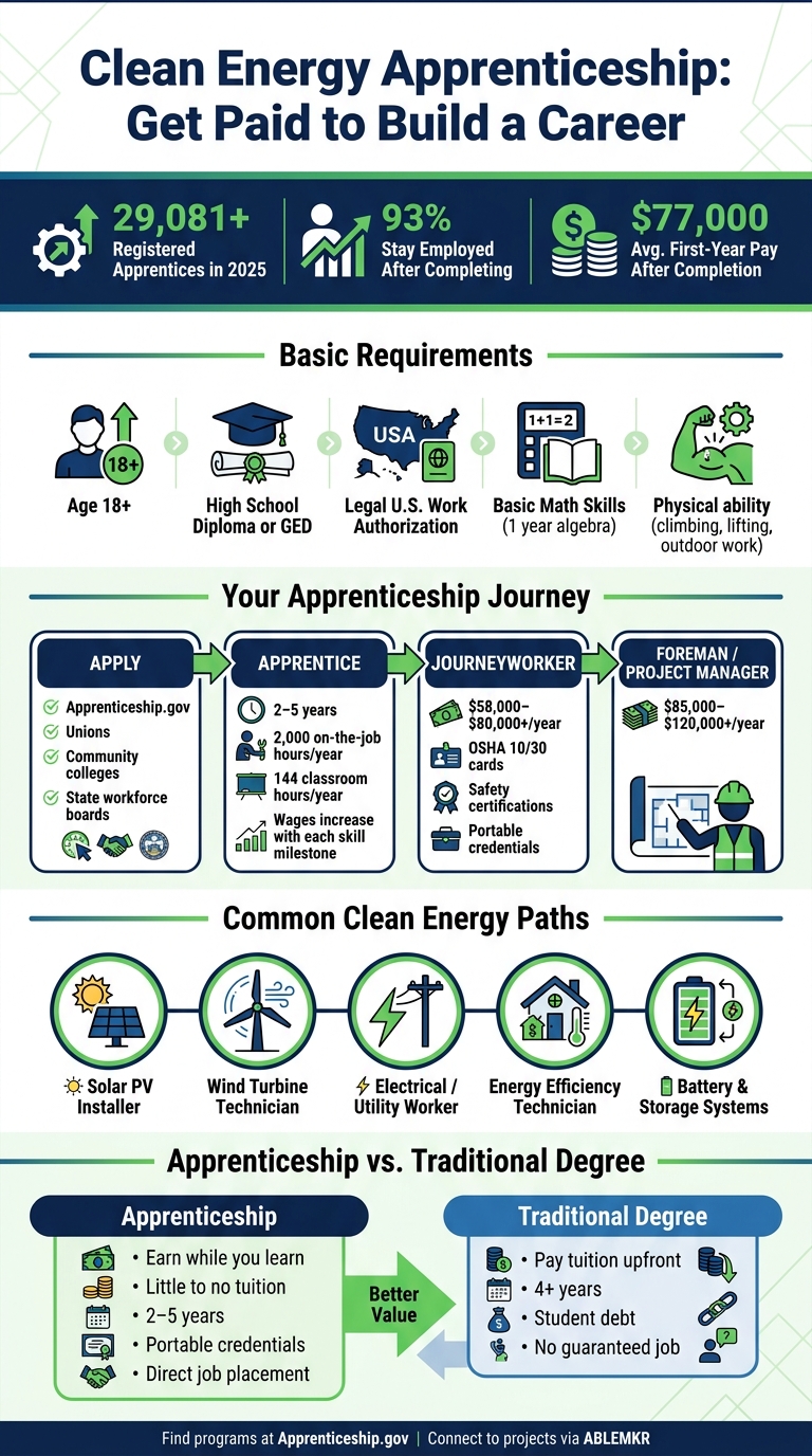 Clean Energy Apprenticeship Career Path: Steps, Pay & Outcomes