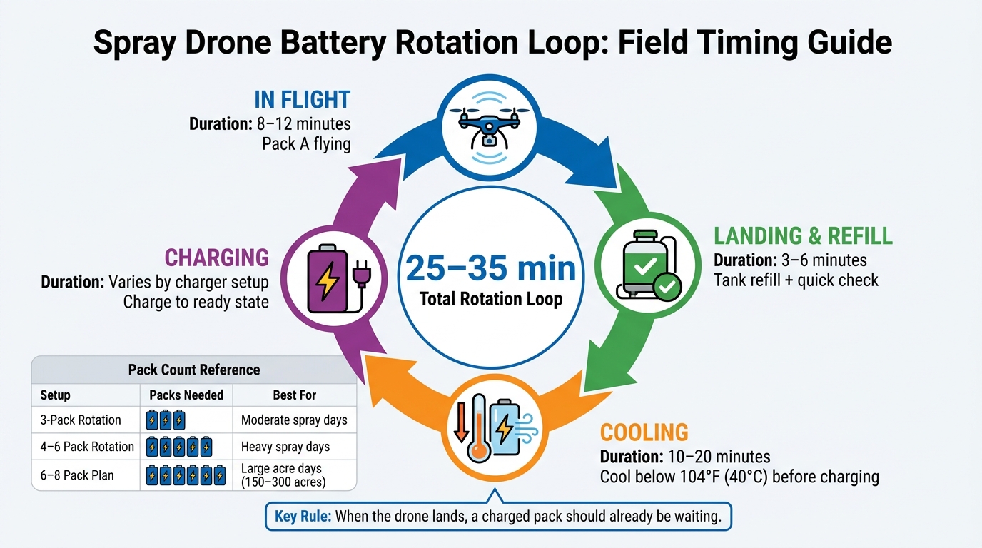 Spray Drone Battery Rotation Loop: Field Timing Guide