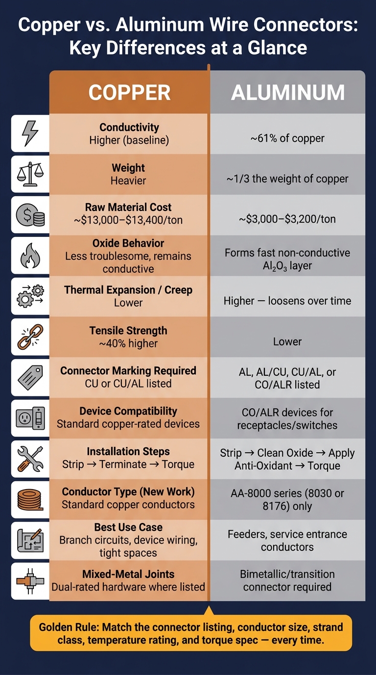 Copper vs. Aluminum Wire Connectors: Key Differences at a Glance