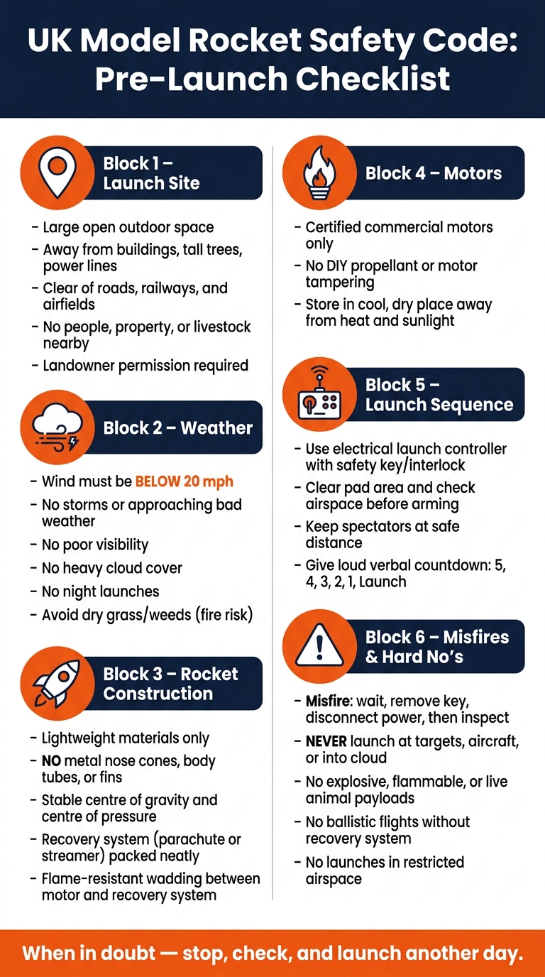 UK Model Rocket Safety Code: Pre-Launch Checklist