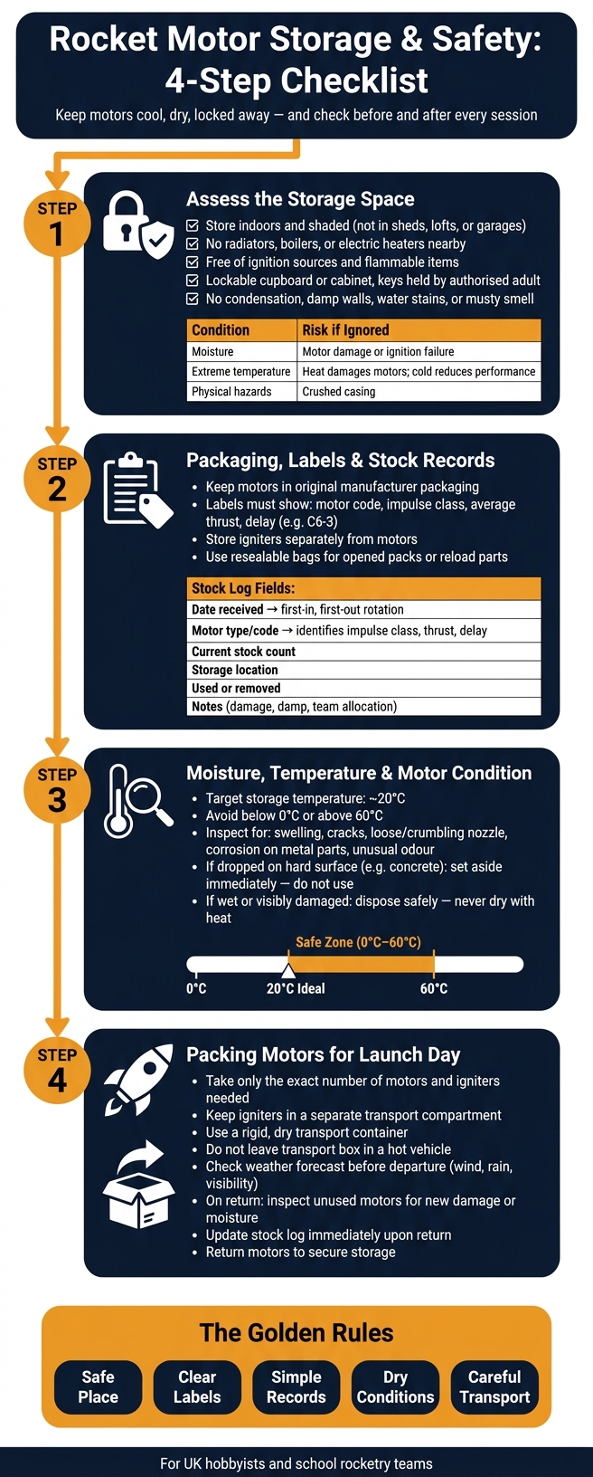 Rocket Motor Storage & Safety Checklist: 4-Step System