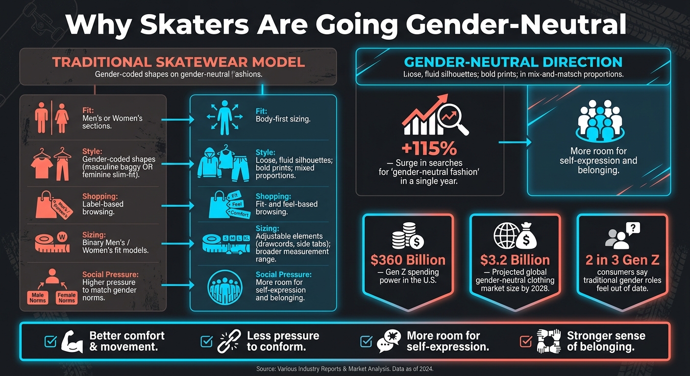 Gender-Neutral Skatewear vs. Traditional Skatewear: Key Differences & Market Stats